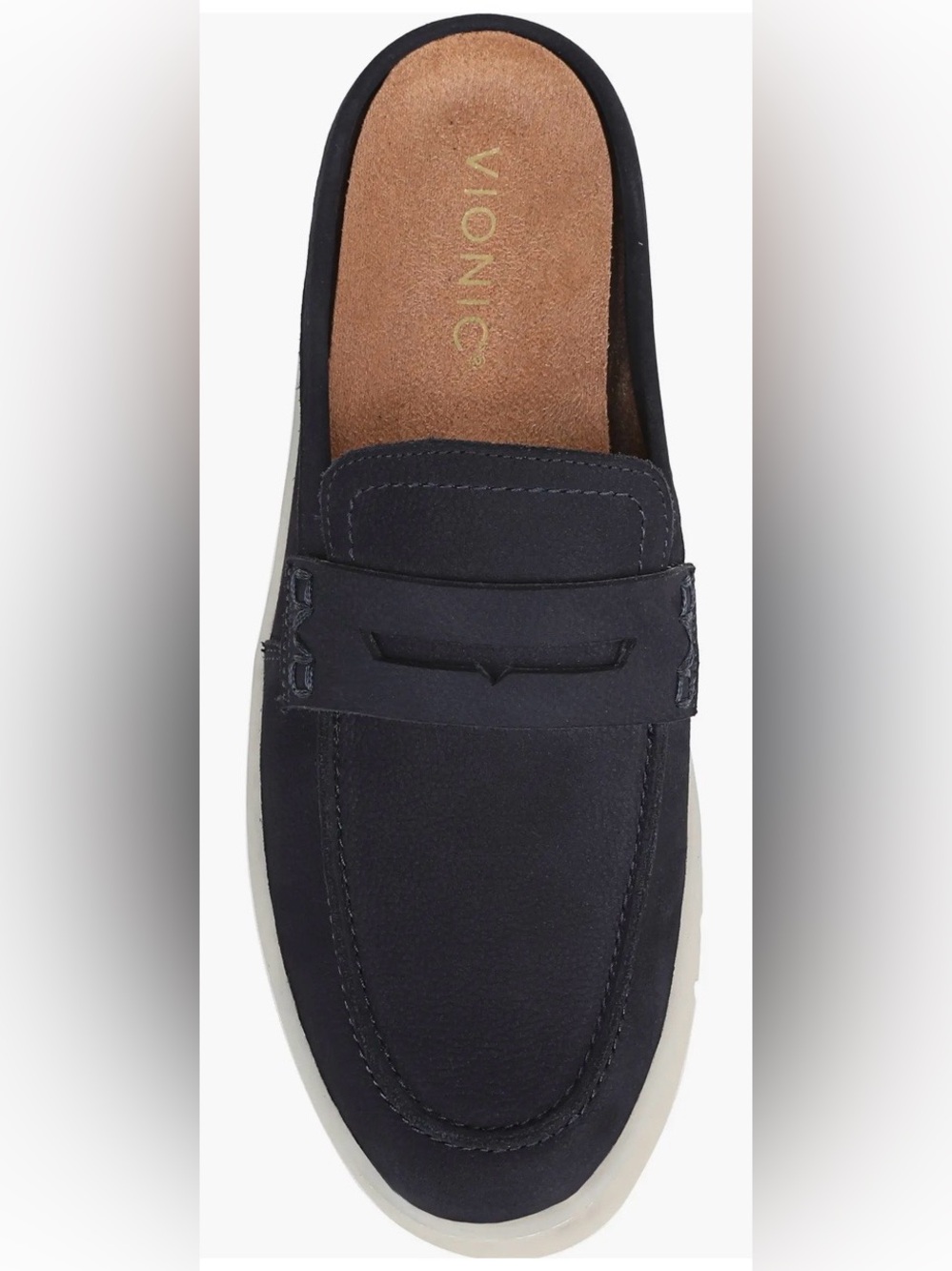 NWOB Vionic Uptown Penny Suede Loafer Mule in Navy Blazer - Picture 4 of 6